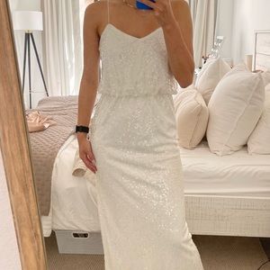 Aqua sequin white dress
